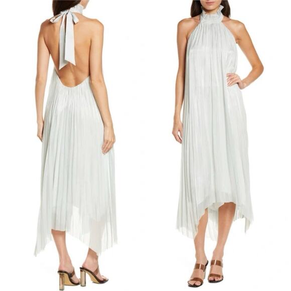 AllSaints Alaya Romantic Halter Neck High-Low Maxi Dress Light Mint Green 8 NWOT - Picture 1 of 2